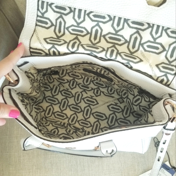 Rebecca Minkoff Jules Satchel White Leather Crossbody Handbag Rose Gold Hardware - Picture 12 of 16